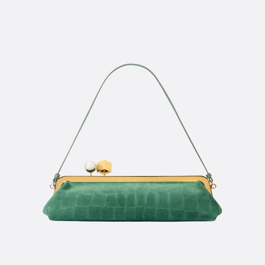 LE SALON CLUTCH AUS WILDLEDER MIT KROKO-PRÄGUNG