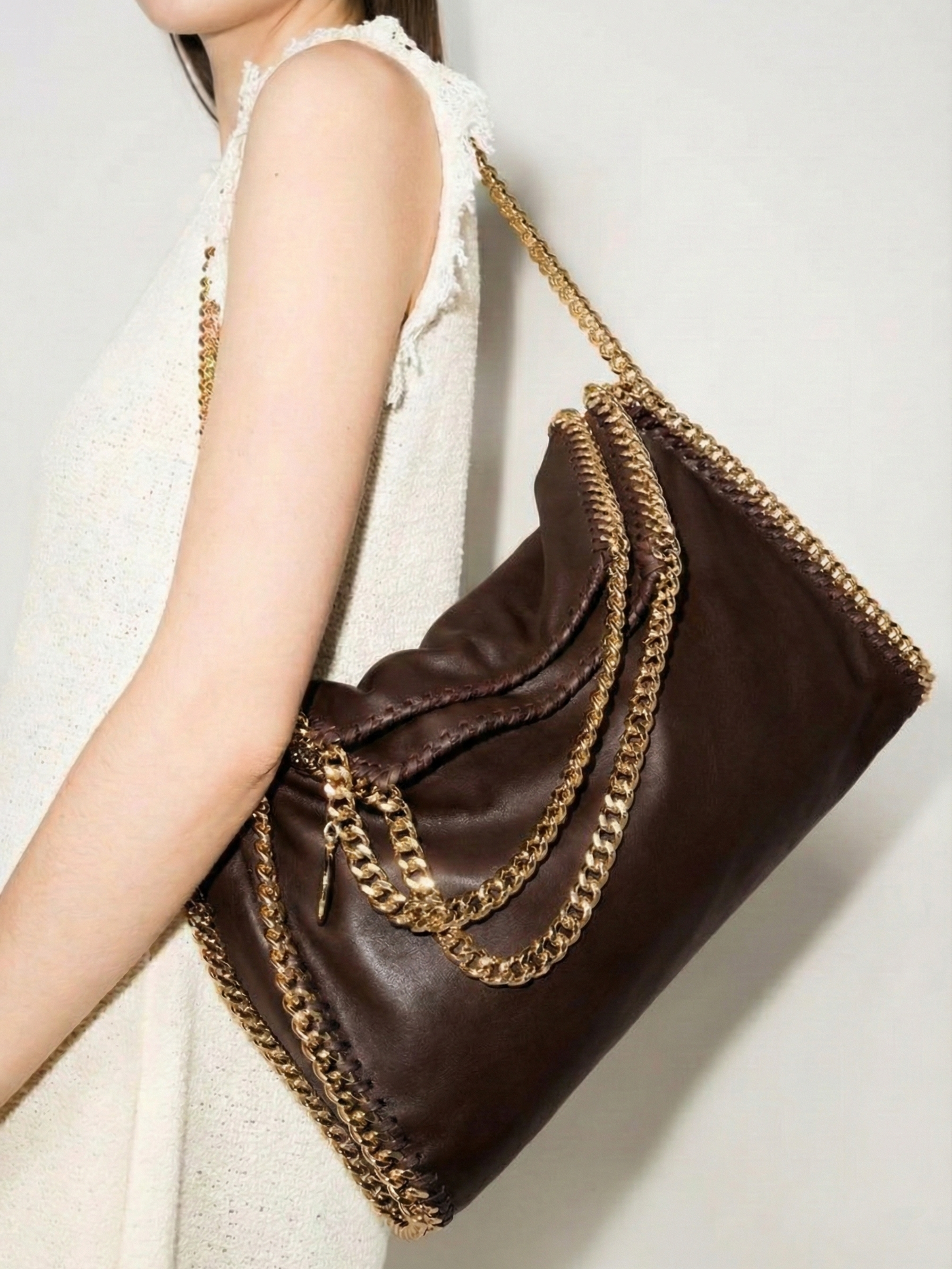 Skyla | Chain Strap Soft Faux Leather Tote Bag