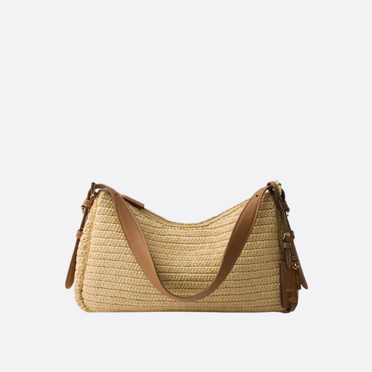 GROSSE HANDTASCHE AUS HÄKELSTRICK UND LEDER